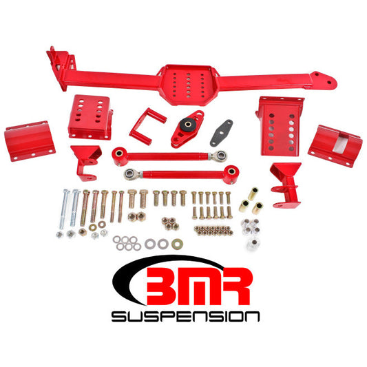BMR 05-14 S197 Mustang Body Mount Watts Link Rod End/Poly w/ Adj. Axle Clamps - Red BMR Suspension Diff Braces