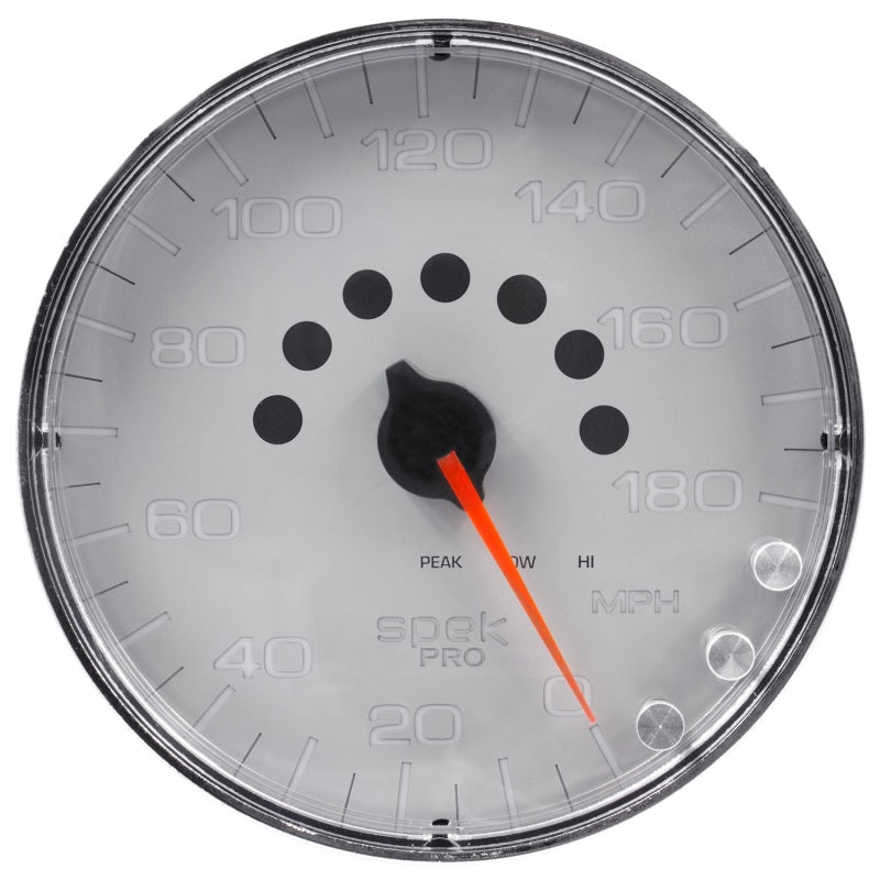 Autometer Spek-Pro Gauge Speedometer 5in 180 Mph Elec. Programmable Silver/Chrome AutoMeter Gauges