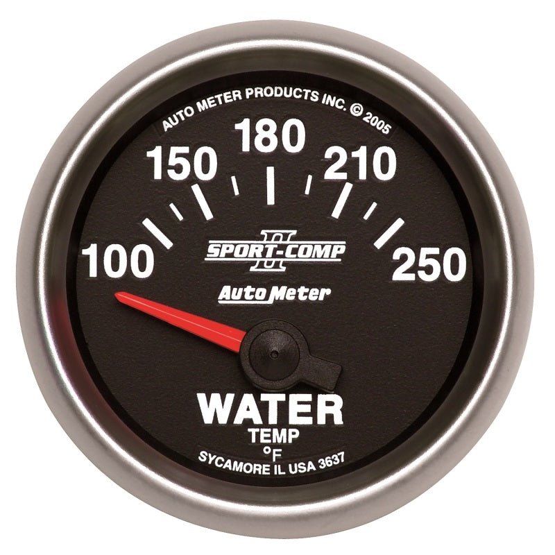 Autometer Sport-Comp II 52mm 100-250 F Short Sweep Electronic Water Temperature Gauge AutoMeter Gauges