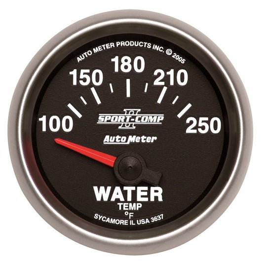 Autometer Sport-Comp II 52mm 100-250 F Short Sweep Electronic Water Temperature Gauge AutoMeter Gauges