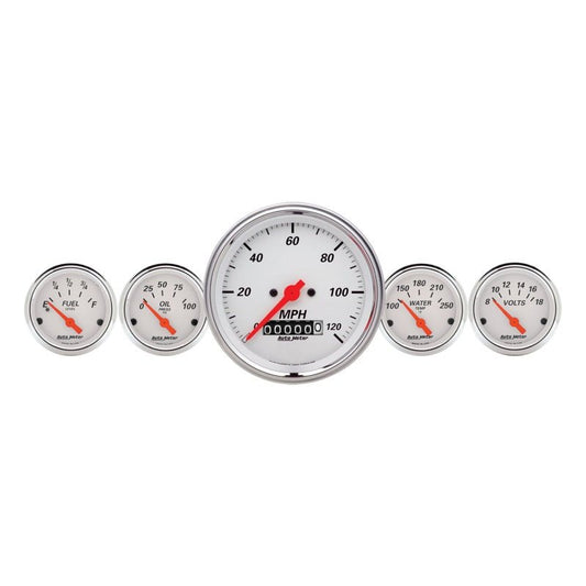 Autometer Arctic White 3-3/8in Electric Speedometer with Wheel Odometer/ 2-1/16in Oil Pressure AutoMeter Gauges