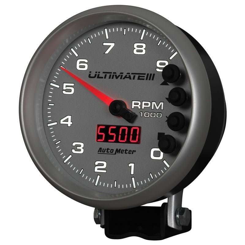 Autometer 5 inch Ultimate III Playback Tachometer 9000 RPM - Silver AutoMeter Performance Monitors