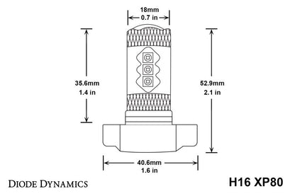 Diode Dynamics 5202/PSX24W XP80 LED - Cool - White (Pair)