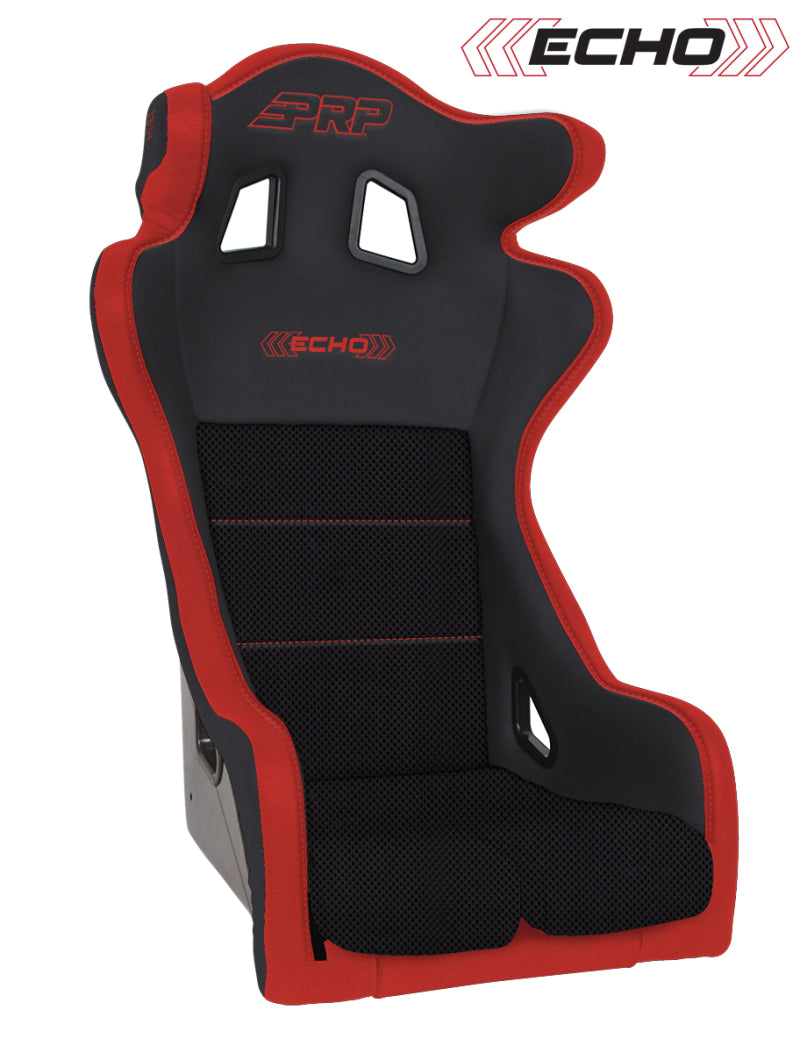 PRP Echo Composite Seat- Black/Red (PRP Red Outline/Delta Red- Red Stitching)