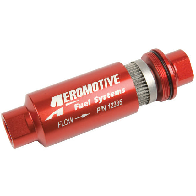 Aeromotive In-Line Filter - AN-10 size - 40 Micron SS Element - Red Anodize Finish Aeromotive Fuel Filters