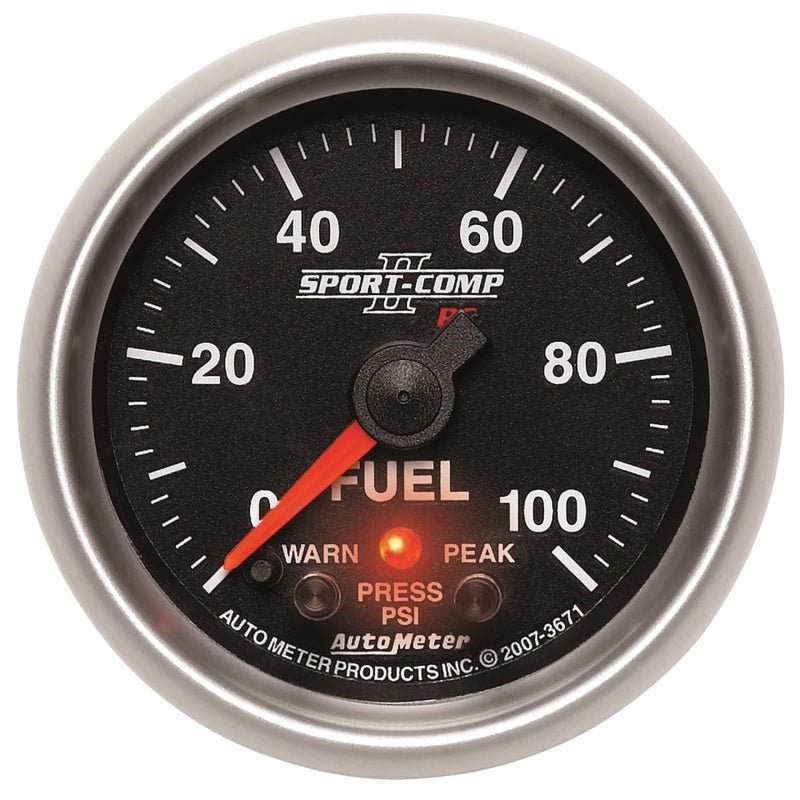 Autometer Sport-Comp II 52mm 0-100 PSI Fuel Pressure Gauge AutoMeter Gauges