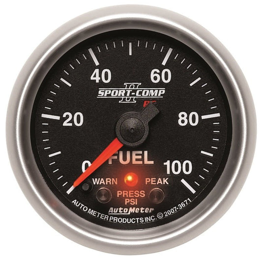 Autometer Sport-Comp II 52mm 0-100 PSI Fuel Pressure Gauge AutoMeter Gauges