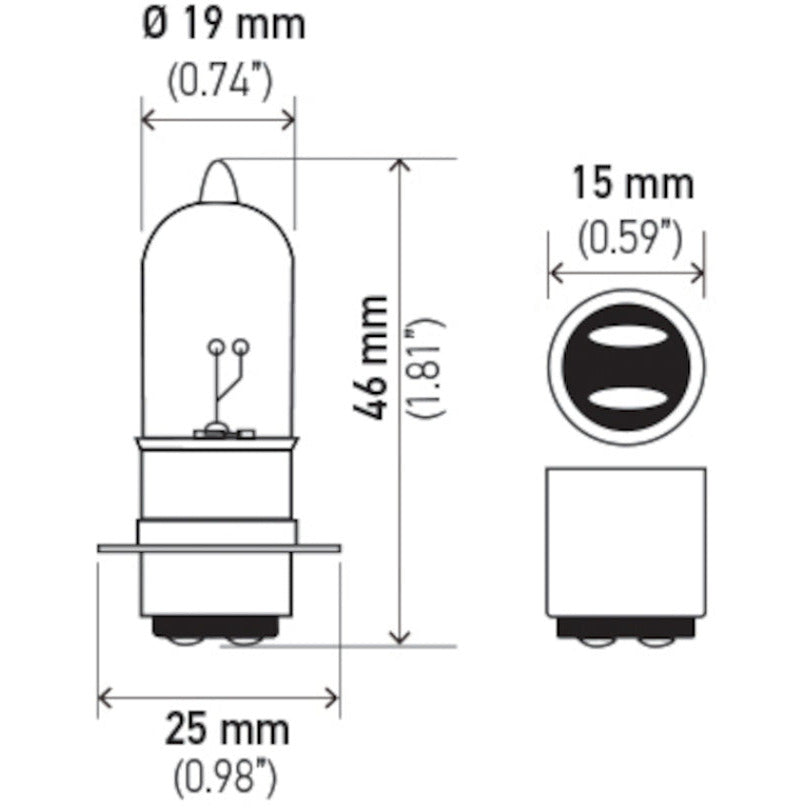 Hella Bulb 3603 12V 25/25W Px15D T6 Hella Bulbs