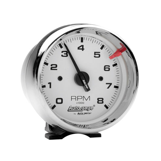 Autometer Autogage 3-3/4in White 8000 RPM Pedestal Mount Tachometer AutoMeter Gauges