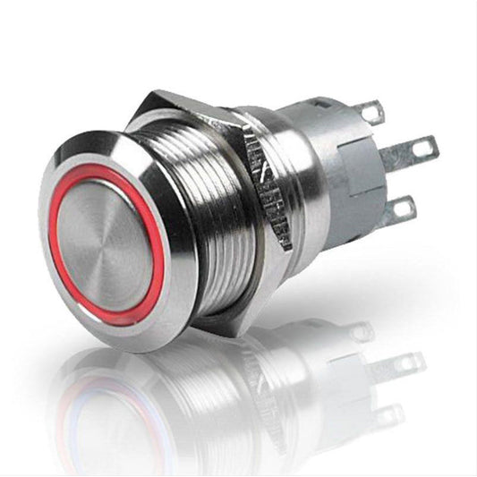 Hella Switch Push Stainless Steel SPST LED Red 12V Hella Wiring Connectors