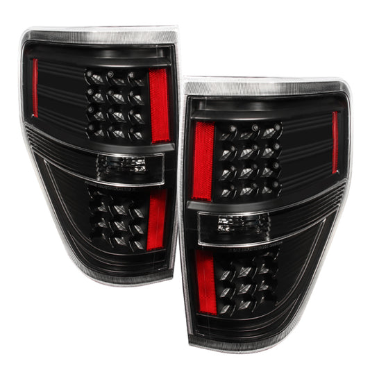 Xtune Ford F150 09-14 LED Tail Lights Black ALT-JH-FF15009-LED-BK SPYDER Tail Lights