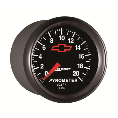 AutoMeter Gauge Pyrometer (Egt) 2-1/16in. 2000 Deg. F Stepper Motor Chevy Red Bowtie Black AutoMeter Gauges