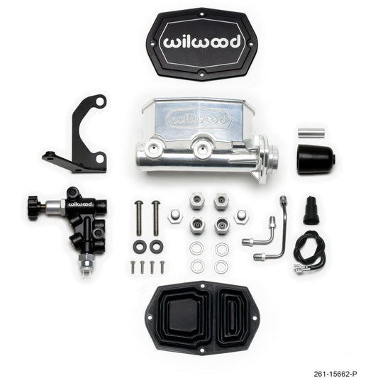 Wilwood Compact Tandem M/C - 1.12in Bore w/RH Bracket and Valve - Ball Burnished Wilwood Brake Master Cylinder