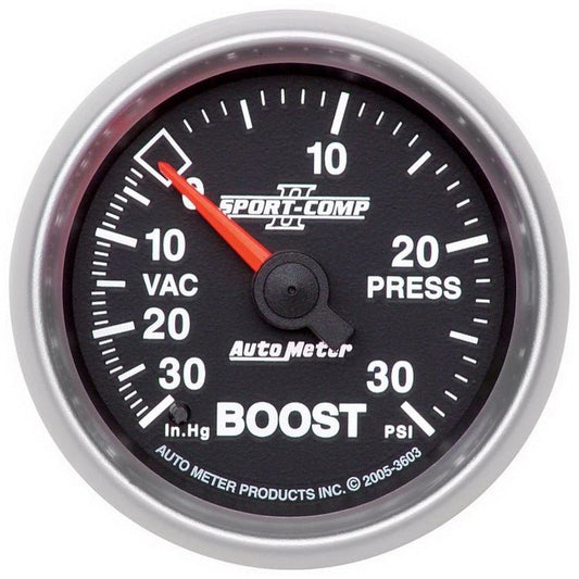 Autometer Sport-Comp II 52mm 30 PSI Mechanical Boost Vacumm Gauge AutoMeter Gauges