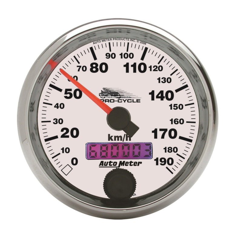 Autometer Pro-Cycle Gauge Speedo 2 5/8in 190 Kmh Elec White AutoMeter Gauges