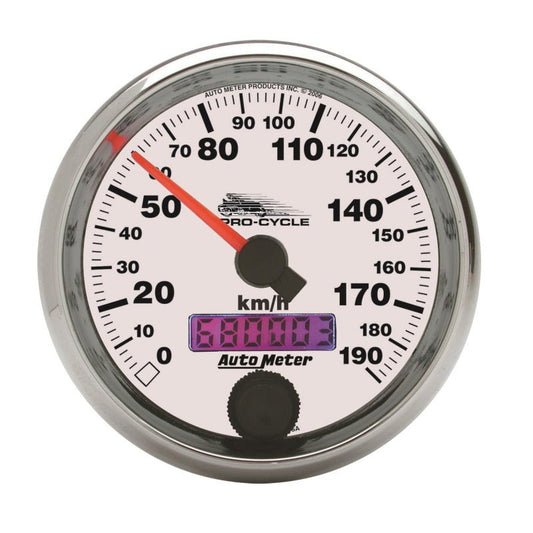 Autometer Pro-Cycle Gauge Speedo 2 5/8in 190 Kmh Elec White AutoMeter Gauges