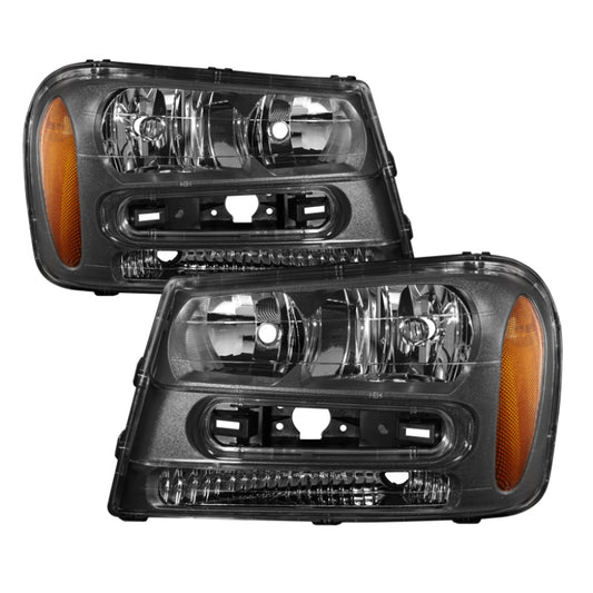 Xtune Chevy Trailblazer 02-09 Crystal Headlights Black HD-JH-CTB02-AM-BK SPYDER Headlights