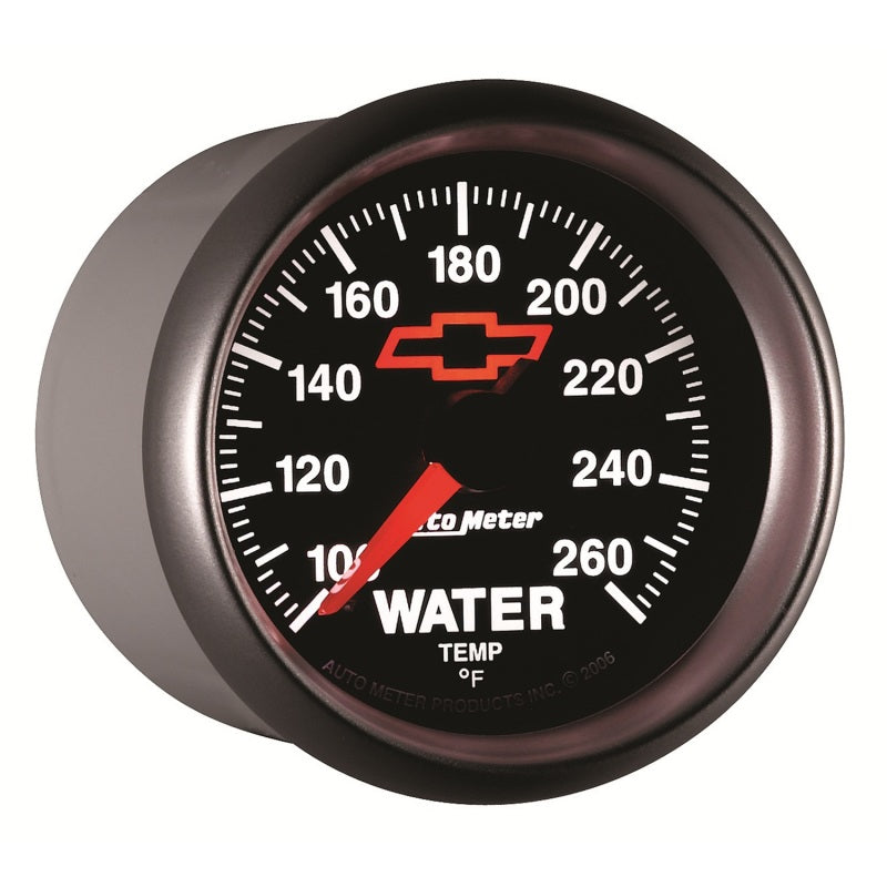 AutoMeter Gauge Water Temp 2-1/16in. 100-260 Deg. F Digital Stepper Motor Chevy Red Bowtie Black AutoMeter Gauges