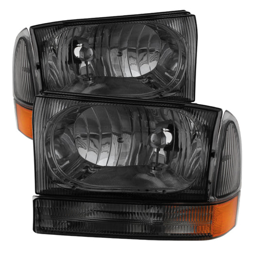 Xtune Ford F250/350/450 Superduty 99-04 Crystal Headlights w/ Bumper Lights HD-JH-FF25099-AM-SM SPYDER Headlights