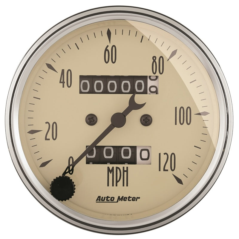 AutoMeter Gauge Speedometer 3-1/8in. 120MPH Mechanical Antique Beige AutoMeter Gauges