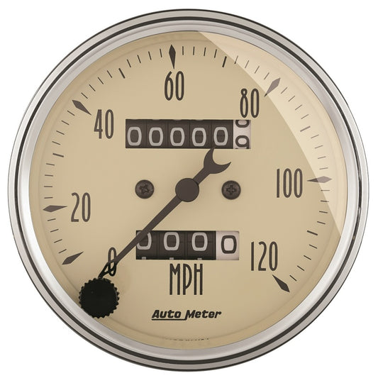 AutoMeter Gauge Speedometer 3-1/8in. 120MPH Mechanical Antique Beige AutoMeter Gauges