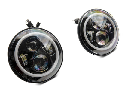 Raxiom 97-18 Jeep Wrangler TJ/JK Axial 7-Inch LED Headlights w/RGB Halo- Blk Hsng (Clear Lens)