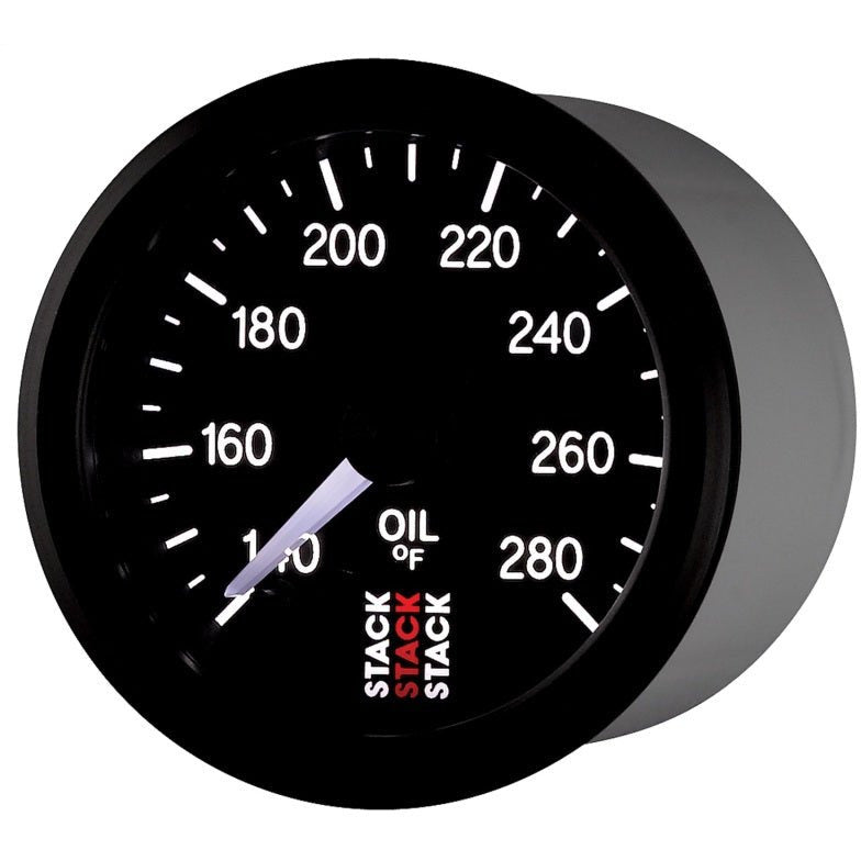 Autometer Stack 52mm 140-280 Deg F 1/8in NPTF Male Pro Stepper Motor Oil Temp Gauge - Black AutoMeter Gauges