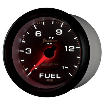 Autometer Phantom II 2-5/8in 0-15PSI Mechanical Fuel Pressure Gauge AutoMeter Gauges