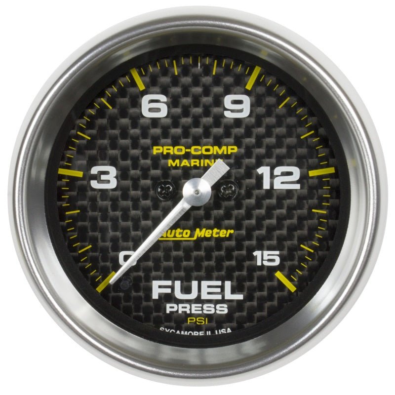 Autometer Marine Carbon Fiber 2-1/16in 15 PSI Digital Stepper Motor Fuel Pressure Gauge AutoMeter Gauges