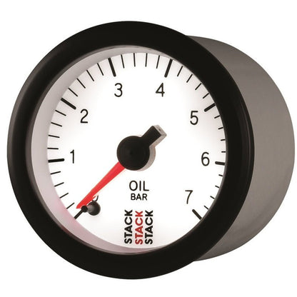 Autometer Stack 52mm 0-7 Bar M10 Male Pro Stepper Motor Oil Pressure Gauge - White AutoMeter Gauges