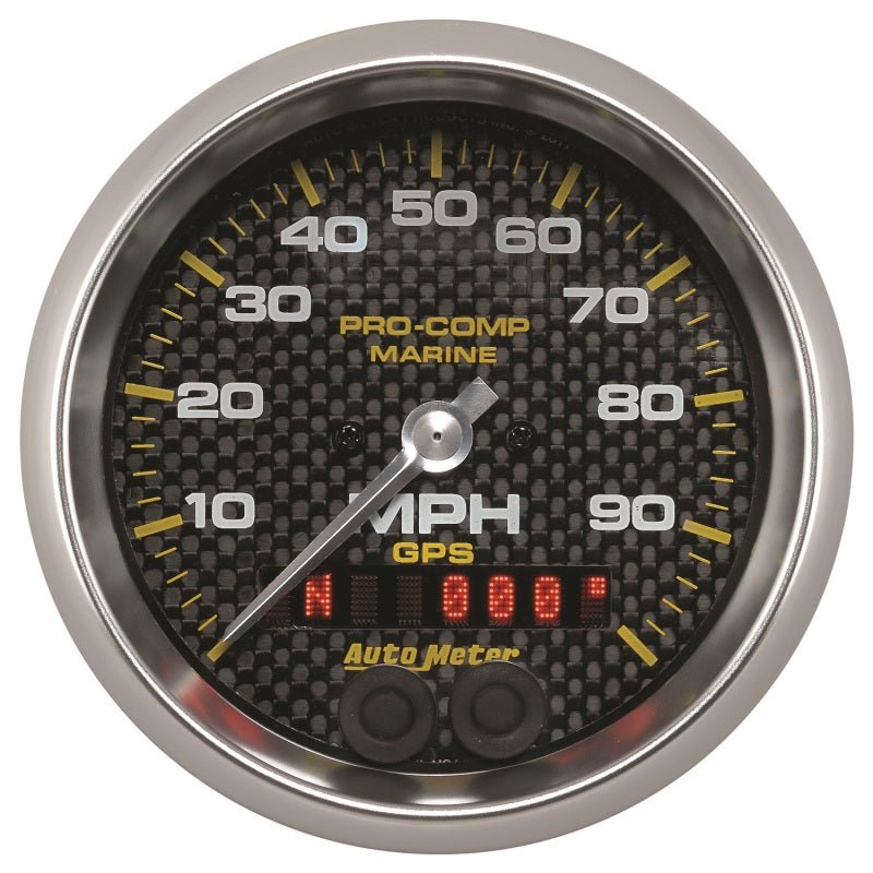 Autometer Marine Carbon Fiber 3-3/8in 100MPH GPS Speedometer Gauge AutoMeter Gauges