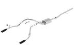 Borla 14 Sierra 1500 C/B S-Type Exhaust/2.75in Into Dual 2.25in Out 4in Split Rear Exit-Black Chrome