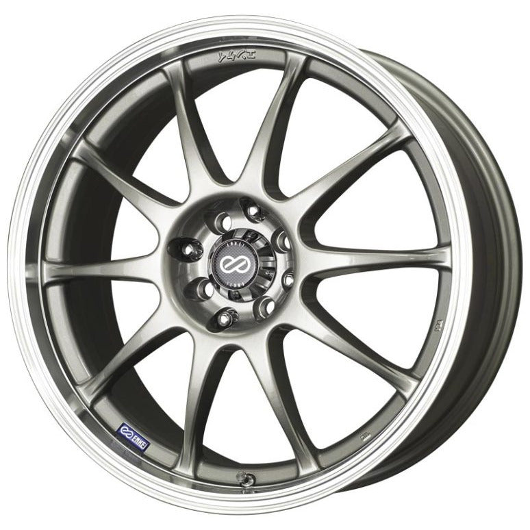 Enkei J10 15x6.5 4x100/108 38mm Offset 72.6mm Bore Dia Silver w/ Machined Lip Wheel Enkei Wheels - Cast