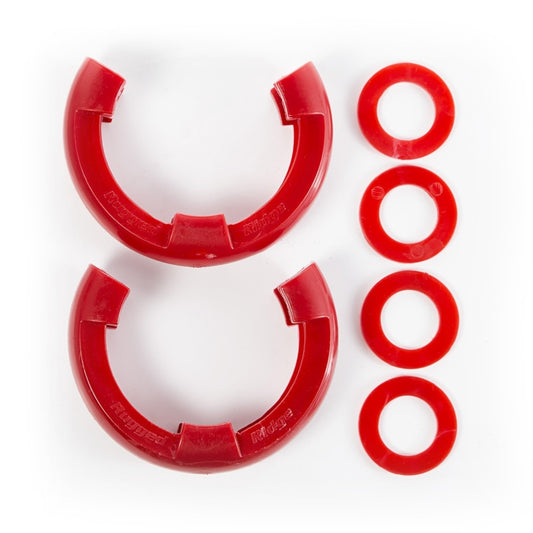 Rugged Ridge Red 3/4in D-Ring Isolator Kit Rugged Ridge Shackle Kits