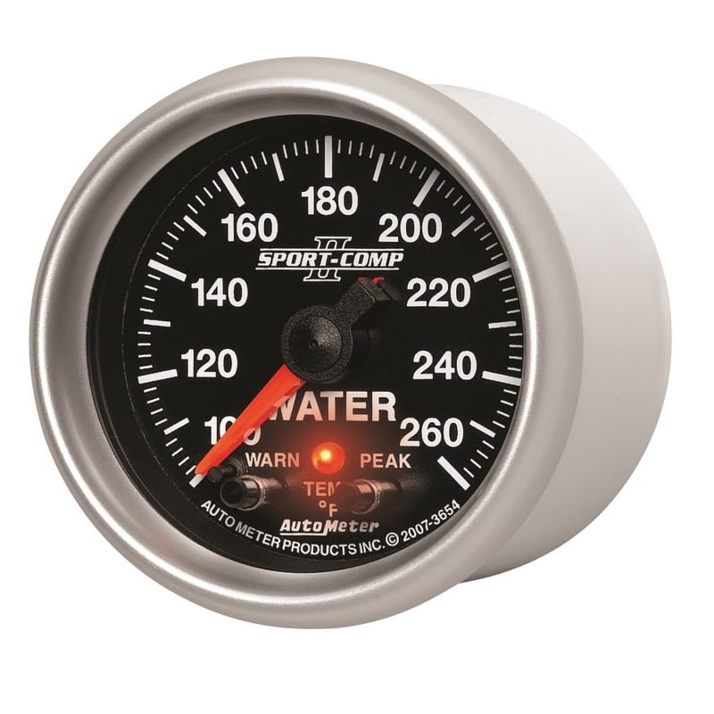 Autometer Sport-Comp II 52.4mm 100-260 Deg F Water Temp Peak & Warn w/ Electronic Control Gauge AutoMeter Gauges