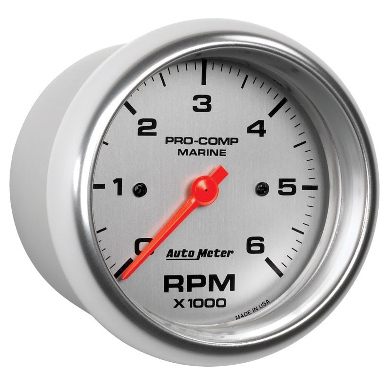 Autometer Marine Silver Ultra-Lite Gauge 3-3/8in Tachometer 6K RPM AutoMeter Gauges