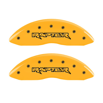 MGP 4 Caliper Covers Engraved Front & Rear Raptor Yellow finish black ch