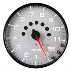Autometer Spek-Pro Gauge Tachometer 5in 11K Rpm W/Shift Light & Peak Mem White/Black AutoMeter Gauges