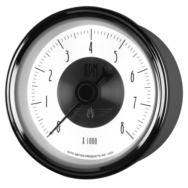 Autometer Prestige Pearl Series - Tachometer 3 3/8in 8K RPM In-Dash AutoMeter Gauges