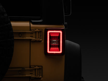 Raxiom 07-18 Jeep Wrangler JK JL Style LED Tail Lights- Black Housing - Red Lens