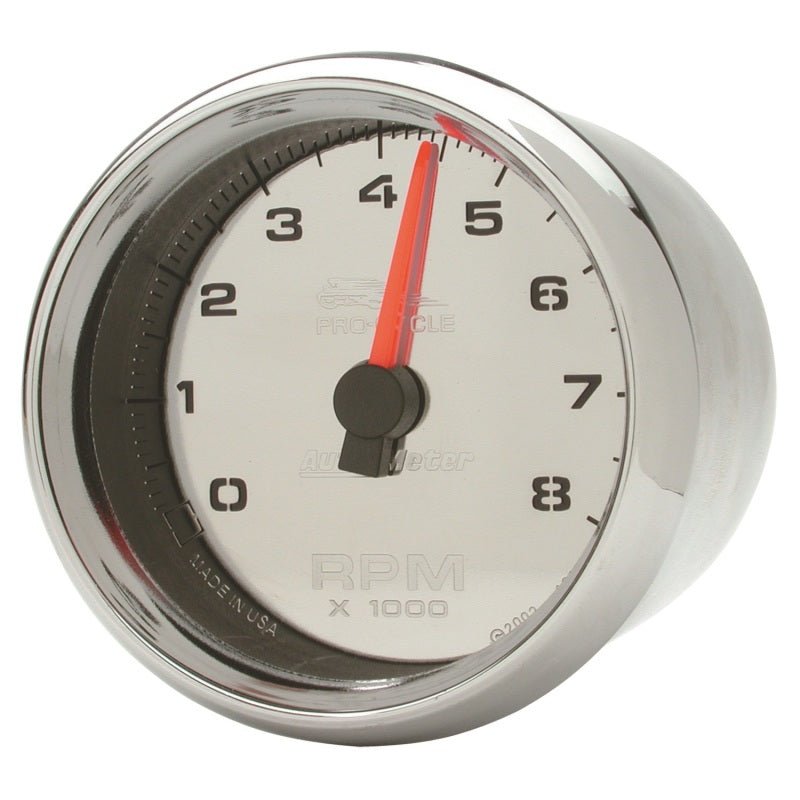 Autometer Pro-Cycle Gauge Tach 2-5/8in 8K Rpm 2&4 Cylinder Chrome AutoMeter Gauges
