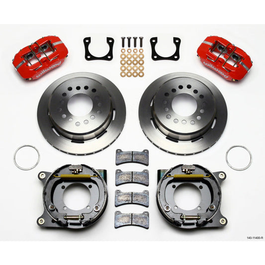 Wilwood Dynapro Low-Profile 11.00in P-Brake Kit - Red Chevy 12 Bolt Spcl 2.81in Off Stag Mount Wilwood Big Brake Kits