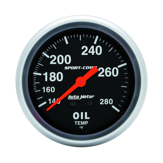 Autometer Sport-Comp 66.7mm 140-280 Degree F PSI Mechanical Oil Temperature Gauge AutoMeter Gauges