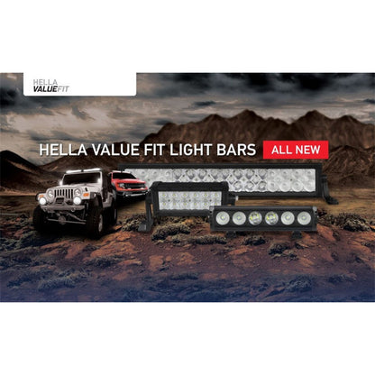 Hella Value Fit Sport 8in Light - 36W Dual Row Flood Beam - LED Hella Light Bars & Cubes