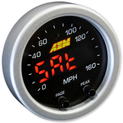 AEM X-Series 0-160 MPH Black Bezel w/ Black Face GPS Speedometer Gauge AEM Gauges