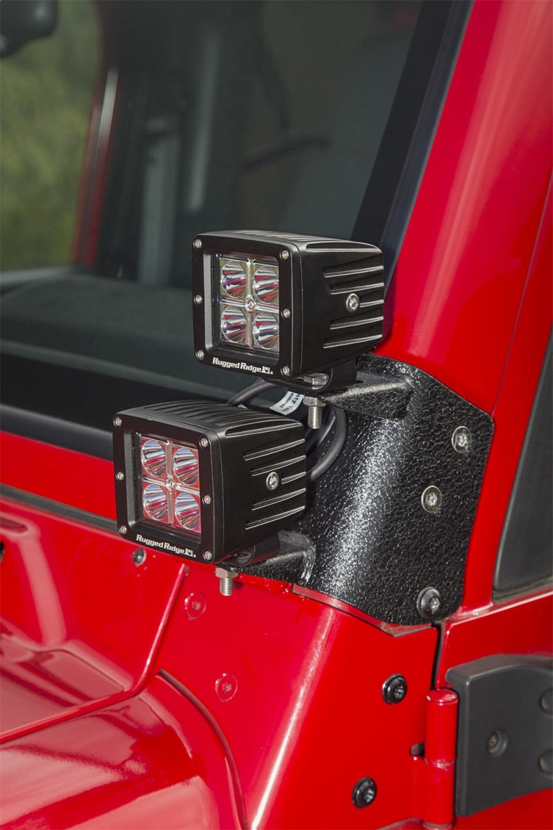 Rugged Ridge 97-06 Jeep Wrangler TJ Textured Black Dual A-Pillar Light Mount Rugged Ridge Light Mounts