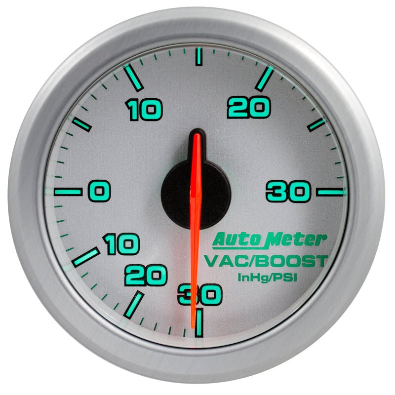 Autometer Airdrive 2-1/6in Boost/Vac Gauge 30in HG/30 PSI - Silver AutoMeter Gauges