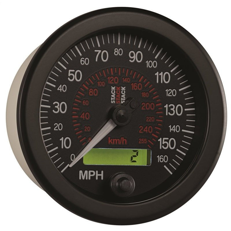 Autometer Stack Instruments 88MM 0-160 MPH / 260 KM/H Programmable Speedometer - Black AutoMeter Gauges