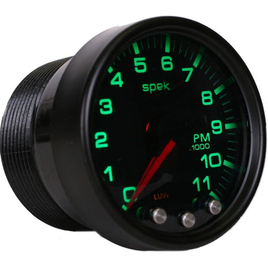 Autometer Spek-Pro Gauge Tach 2 1/16in 11K Rpm W/ Shift Light & Peak Mem Blk/Smoke/Blk AutoMeter Gauges