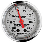 Autometer Marine Chrome Ultra-Lite 2-1/16in 0-30 HG / 0-20 PSI Vacuum / Boost Gauge AutoMeter Gauges